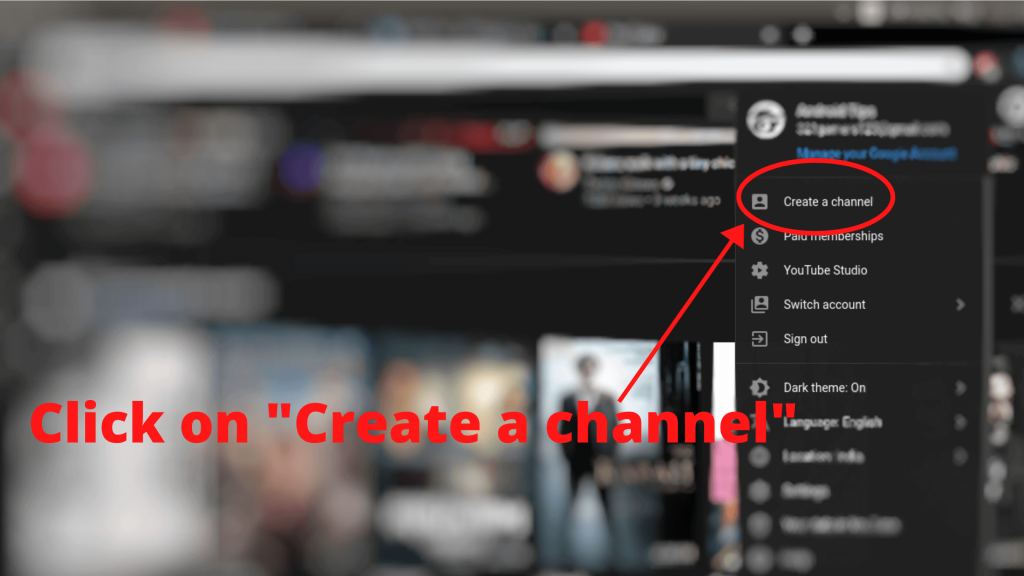 click on "Create a Channel" (create YouTube channel step-2)