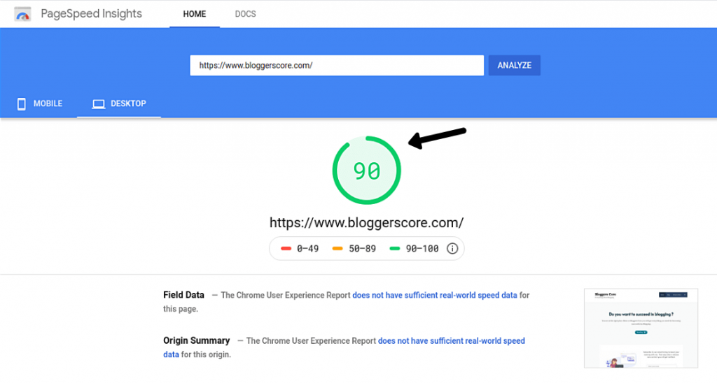 Google page speed insights-Website loading speed test